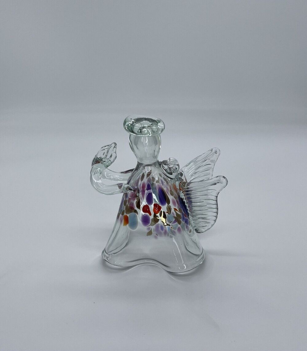 Kitras Art glass Christmas Angel Recycled Glass Handcrafted Ornament 4 1/4"